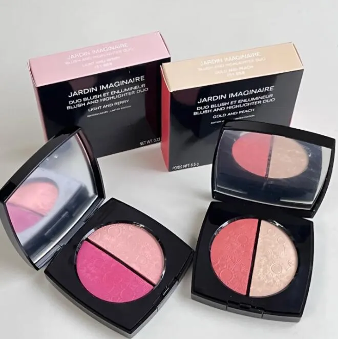 Brand Jardin Imaginaire Face Makeup Highlighter Blusher 6.5g Double Color Powder Palette Blush And Highlighter Duo Light And Berry Gold And Peach Beauty Cosmetics