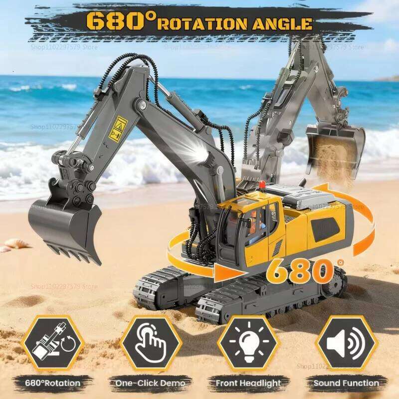 New 1:20 Remote Control Excavator RC Dump Truck Car Toy 2.4G Professional Alloy Plastic Simulation Construction Vehicle for Kids C260305