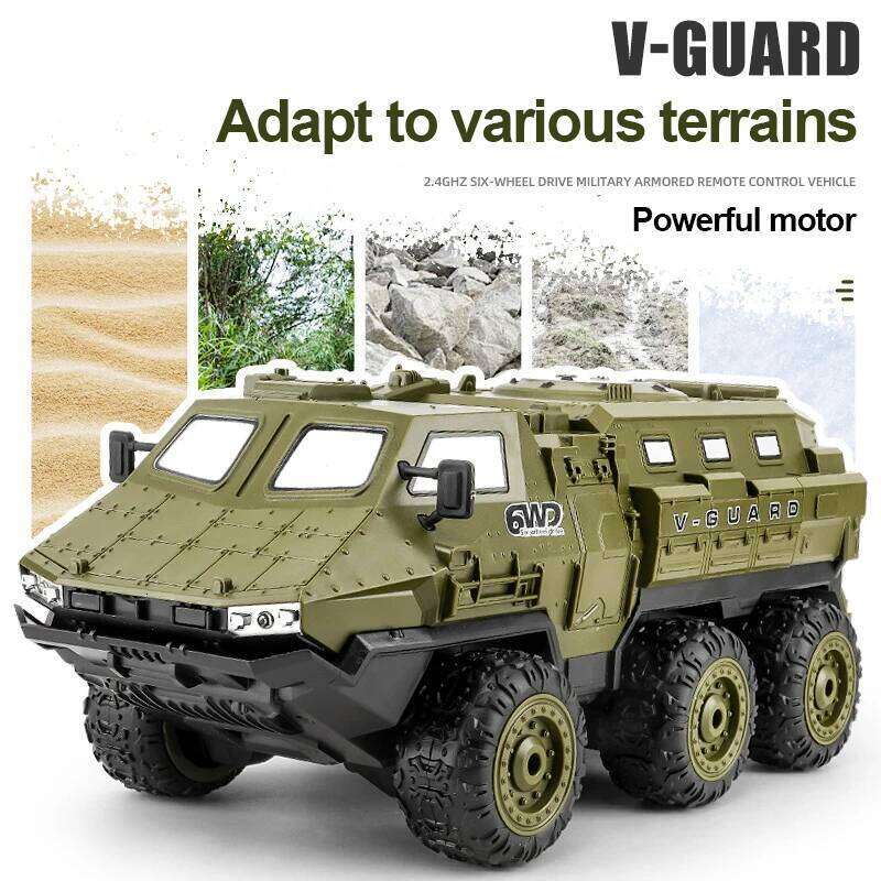 NEW 6-wheel drive Armored Heavy-duty Transport Vehicle Adjustable Speed Full-scale Climbing Off-road RC High-speed Car C260305