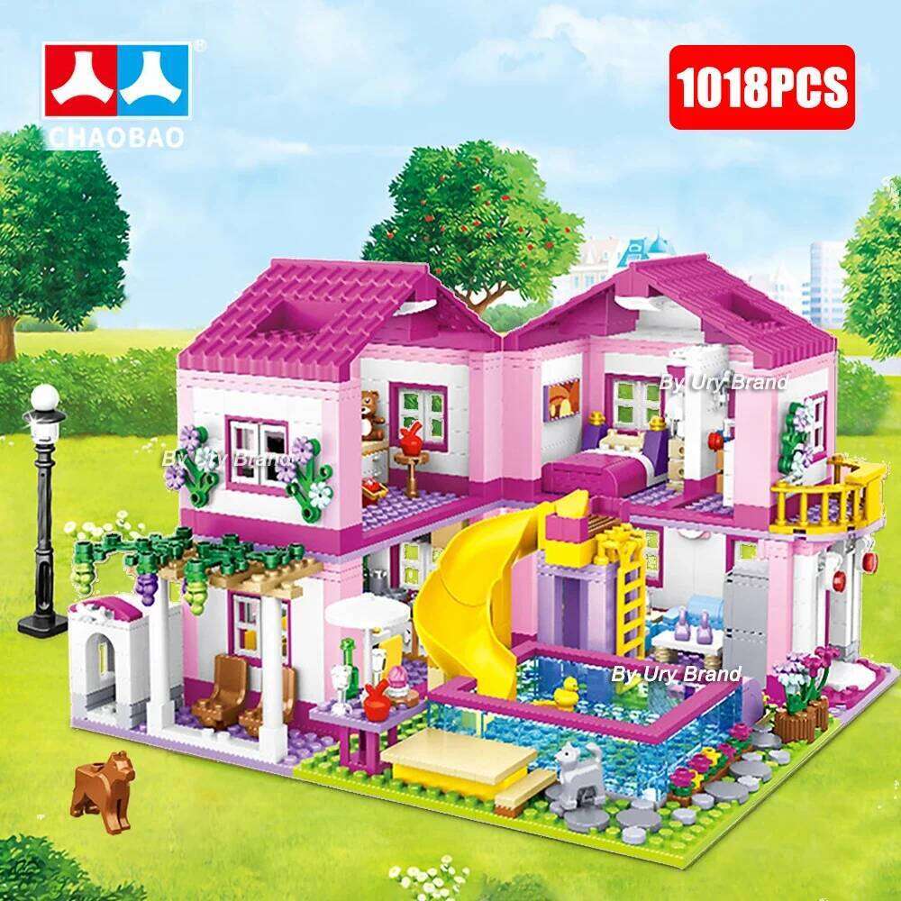 Friends City House Summer Holiday Villa Castle Building Blocks Sets Figures Swimming Pool DIY Toys for Kids Girls Christmas Gift Z260305