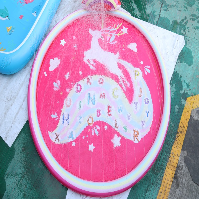 Pink Deer Sprinkler Splash Pad for Kids 68" - Inflatable Outdoor Water Toys for Toddlers Ages 3-8, Summer Backyard Pool Party Play Mat