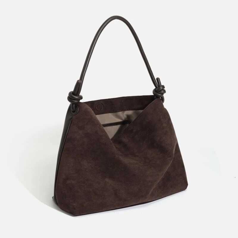 Womens Winter Large Capacity Suede Leather Shoulder Bag Solid Color Simple Leisure Commuter Soft Matte Versatile Handbag H260306