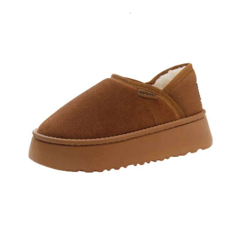 Litfun Fuzzy Lining House For Women Winter Warm Fur Fluffy Slippers Outdoor Antiskid Plush Thick Sole Cotton Shoes