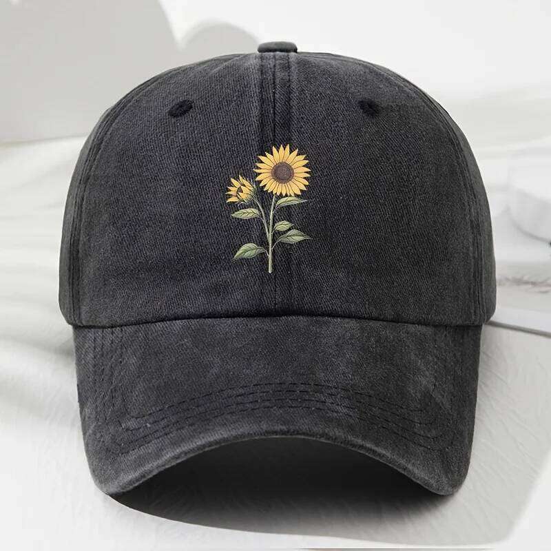 Retro Sunflower Pattern Baseball Dad Hat, Suitable for Outdoor Sports, Fishing and Camping, Hiking Hat Y260304