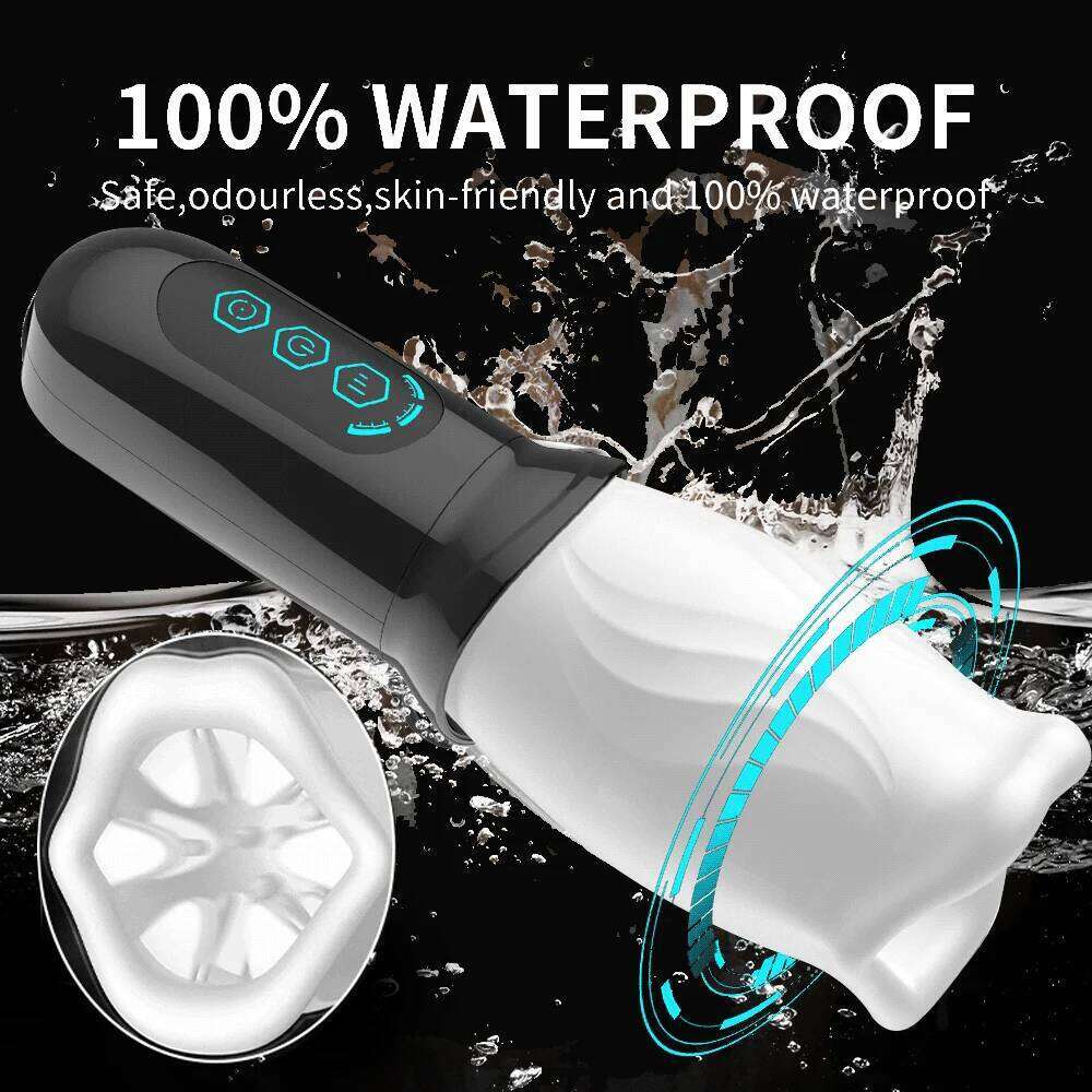 Automatic Rotating Vibrating Male Masturbator Penis Massage Vibrator Real Oral Sex Glans Delay Trainer Masturbation Toys for Men W260305