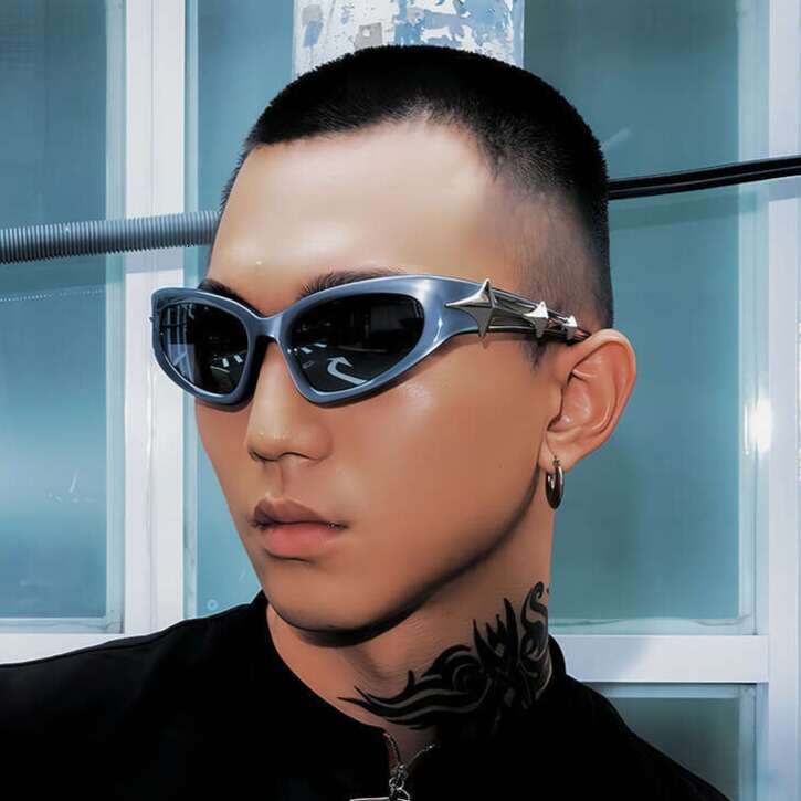 With Design Box 2026 High-End Outdoor UV Protection Cool Future Tech Style Four-Pointed Star Sunglasses Dainty Free gift