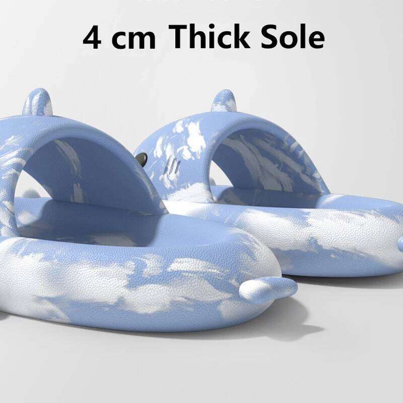 Litfun Slippers For Women Men Summer Fashion Beach Non-slip Sandal Platform Shark Slides Home Couple Thick Soled Flip Flop