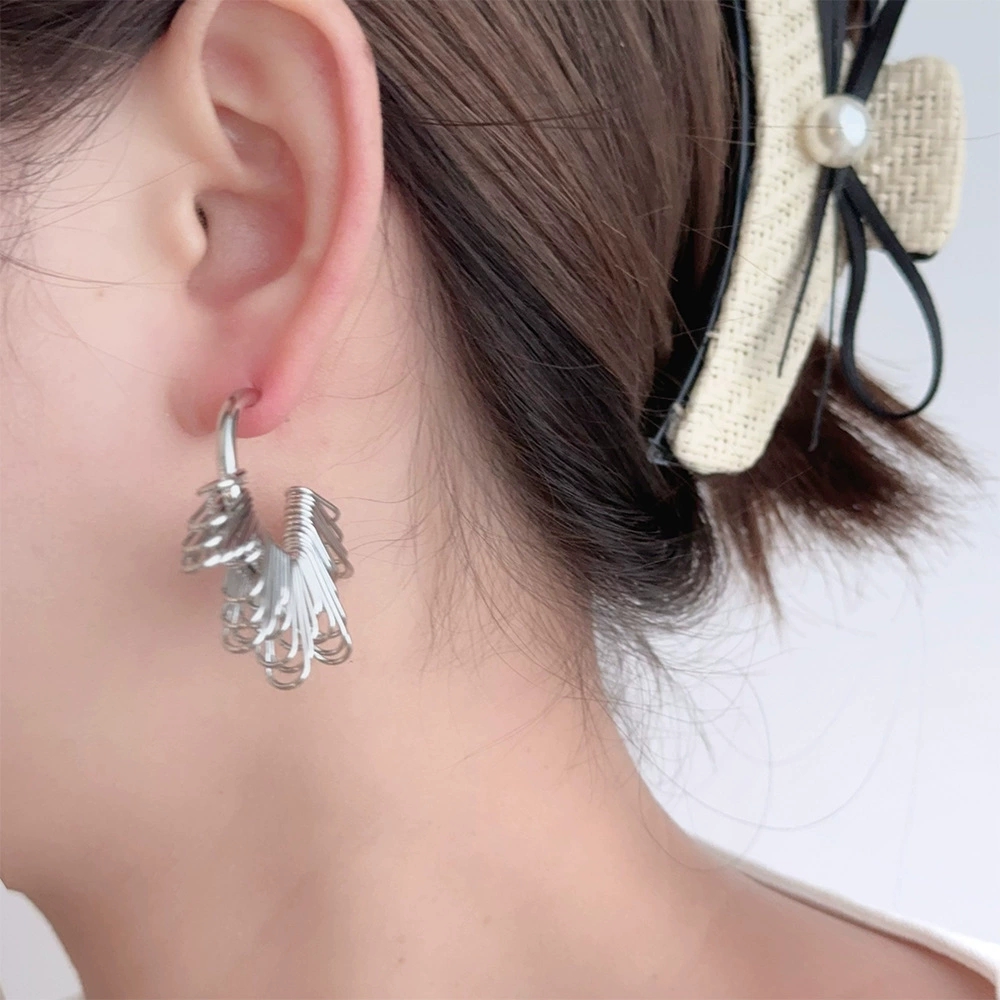 Trendy Hollow Design Geometrical Studs in a Gentle French Aesthetic