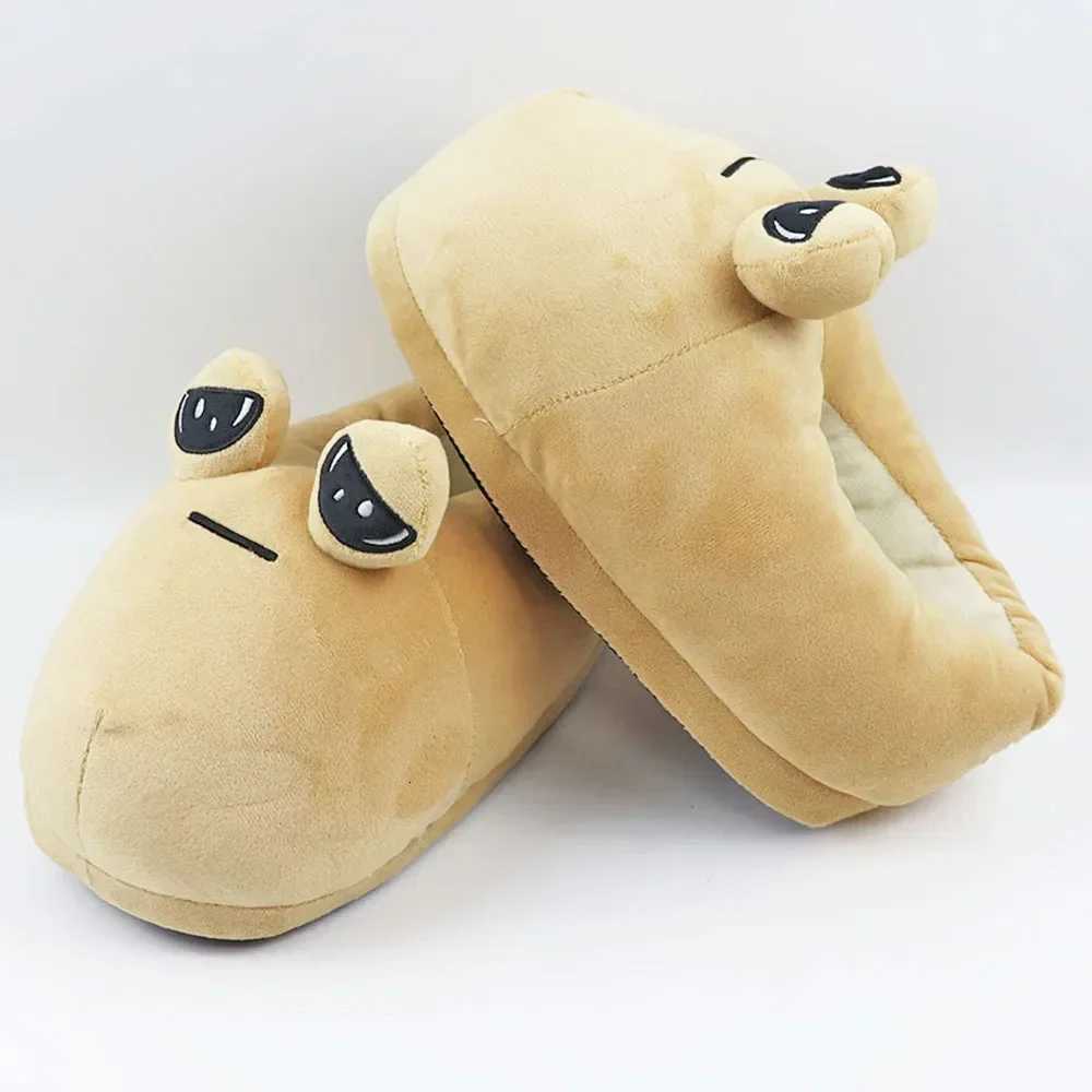 Hot Game My Pet Alien Pou Plush Toy Sad Pou Plush Slippers Non-slip Soft Stuffed Pou Cotton Slippers Indoor Gifts for Girls S260305