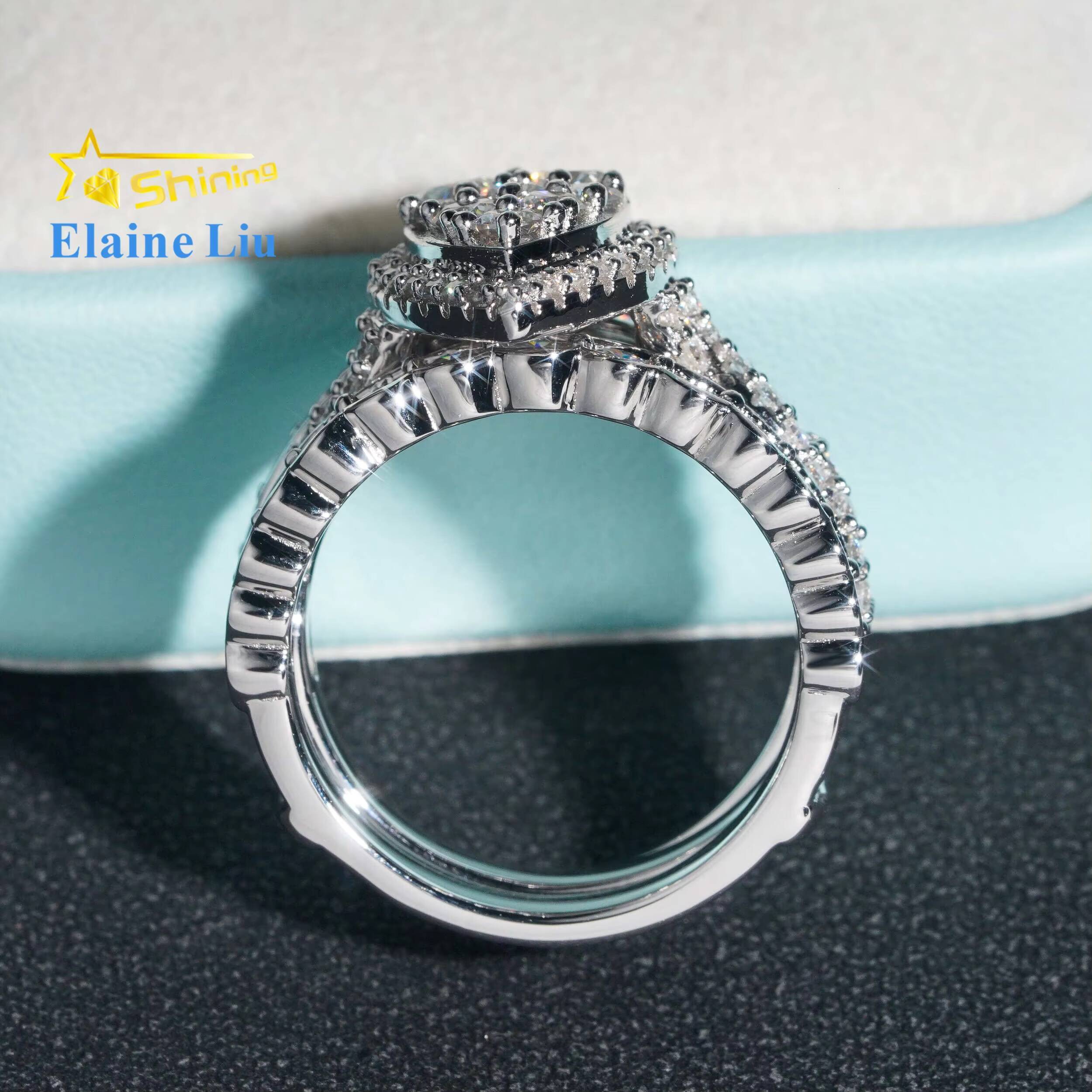Custom Sterling Silver 925 Rings Vvs Diamond Moissanite Hip Hop Iced Out Ring for Women