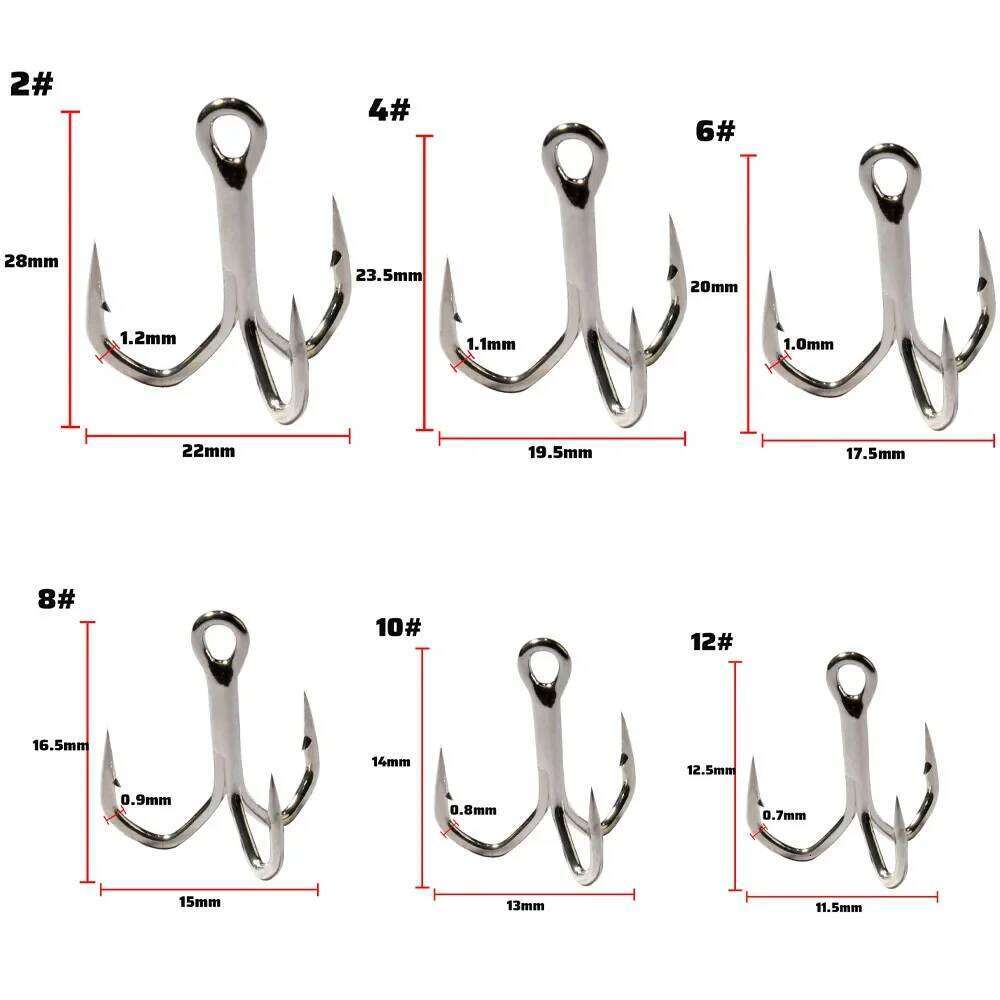 Treble Hooks 2#-12# Fishhooks Sharp Angle Barbed High Strength Nickel Antirust Saltwater Pesca Lure Fishing Tackle Fish Hook Y260305