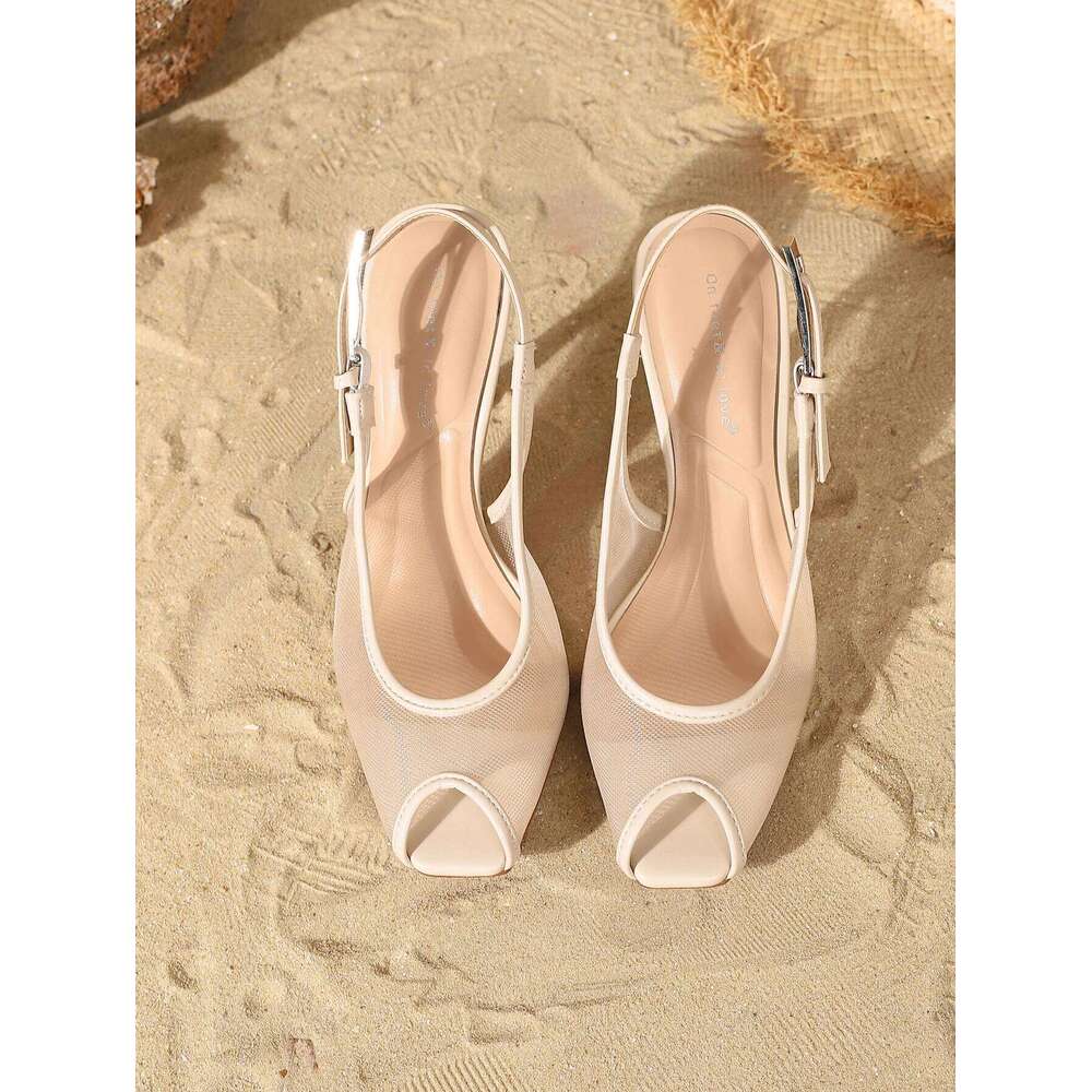 Women's Fashion Elegant Comfortable Mesh Open-Toe Chic Versatile Stiletto Heels