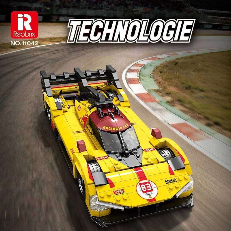 1370PCS Yellow Supercar Building Blocks V6 Engine Racing Car 1:16 Model Bricks Desktop Ornament Kids DIY Toys Holiday Gifts Z260305