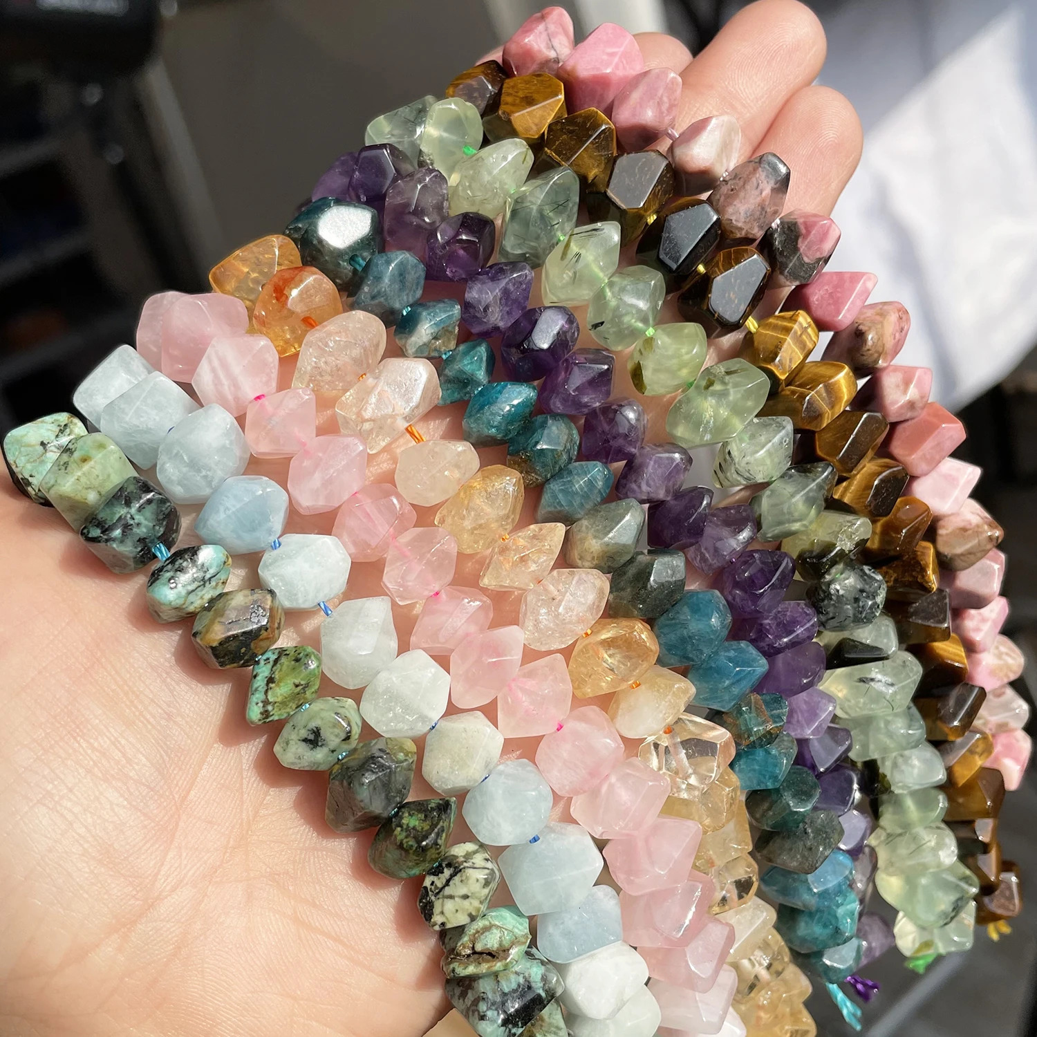 Natural Irregular Special Cut Tiger Eye Amethysts Rhodonite Stone Beads for Jewelry Craft Making Diy Bracelet Accessories 260302