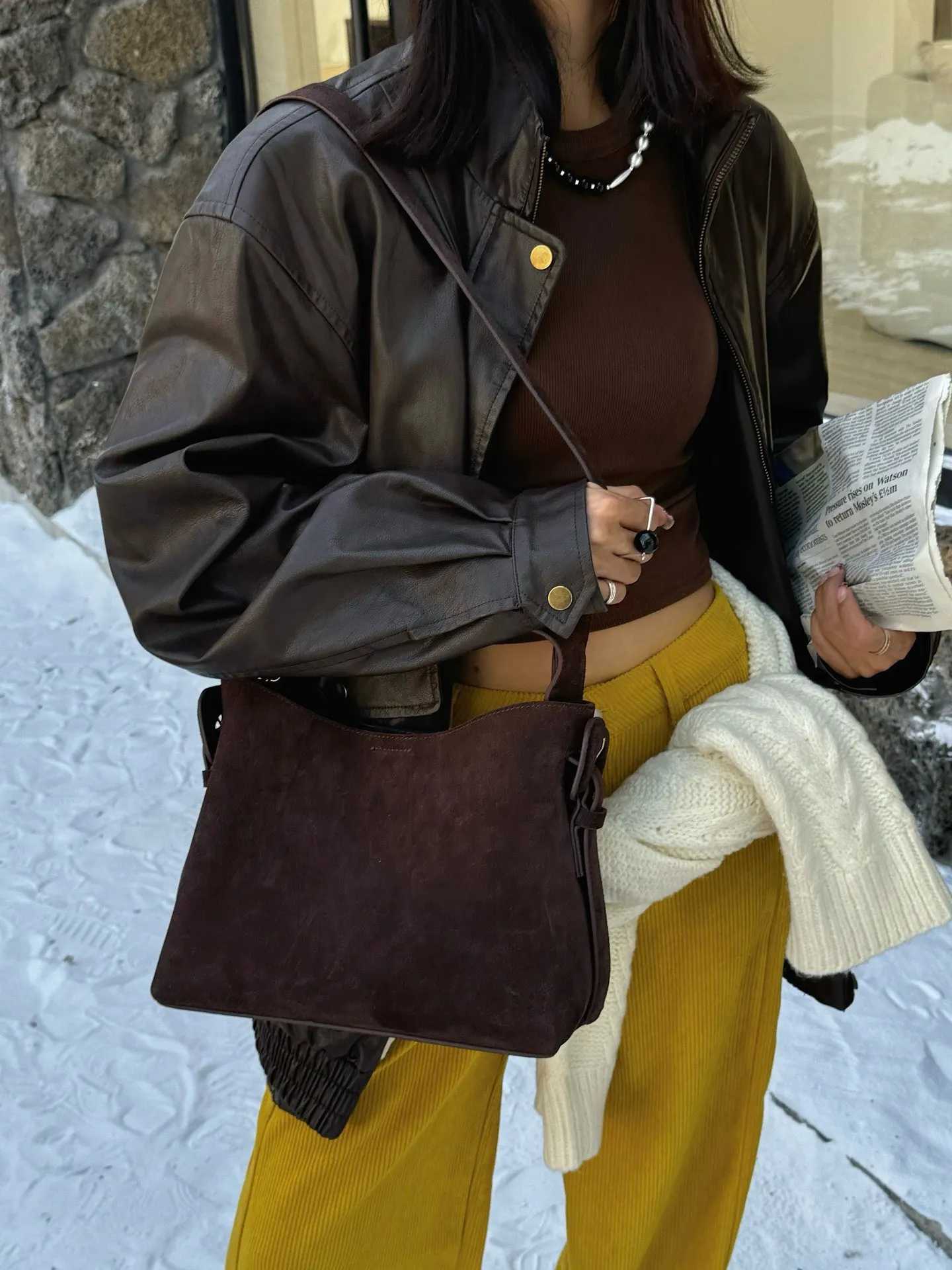Genuine Grade Suede Leather Fashion Ladeis Shoulder Crossbody Brown Bags Designer Womens Coffe Handbags Angola Red H260306