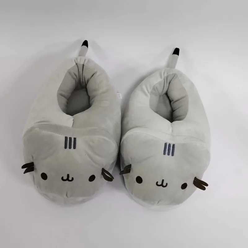 Cartoon Full Covered Cat Slippers Warm Winter Slides Soft Plush Doll Indoor Cute Anime Bedroom Shoes For Man Woman Home Use S260305