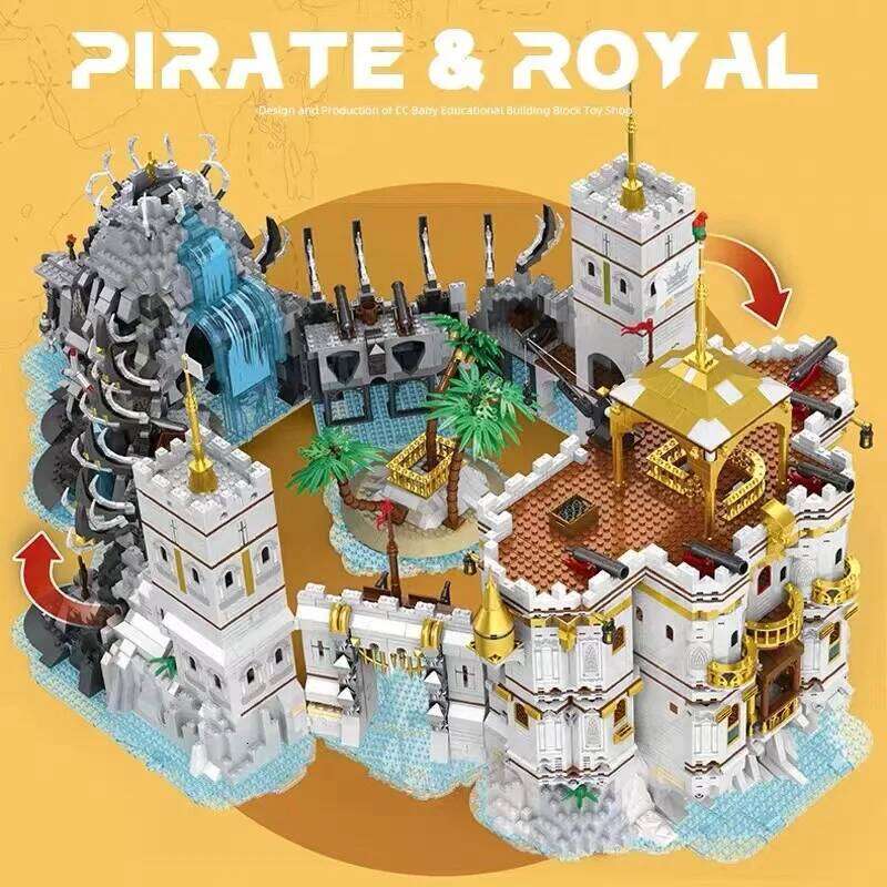 Movie Series Royal Bay Pirate Ship MOC Large Sailing Building Blocks Model Modular Architecture Bricks Sets Kids Toys Boys Gifts Z260306