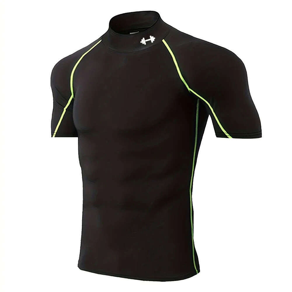 Men's Shirts Quick drying Exercise Compression Short Sleeve Summer Gym Running Training T shirt for Mens Elastic Tight Sportswear Tops Daily Outf