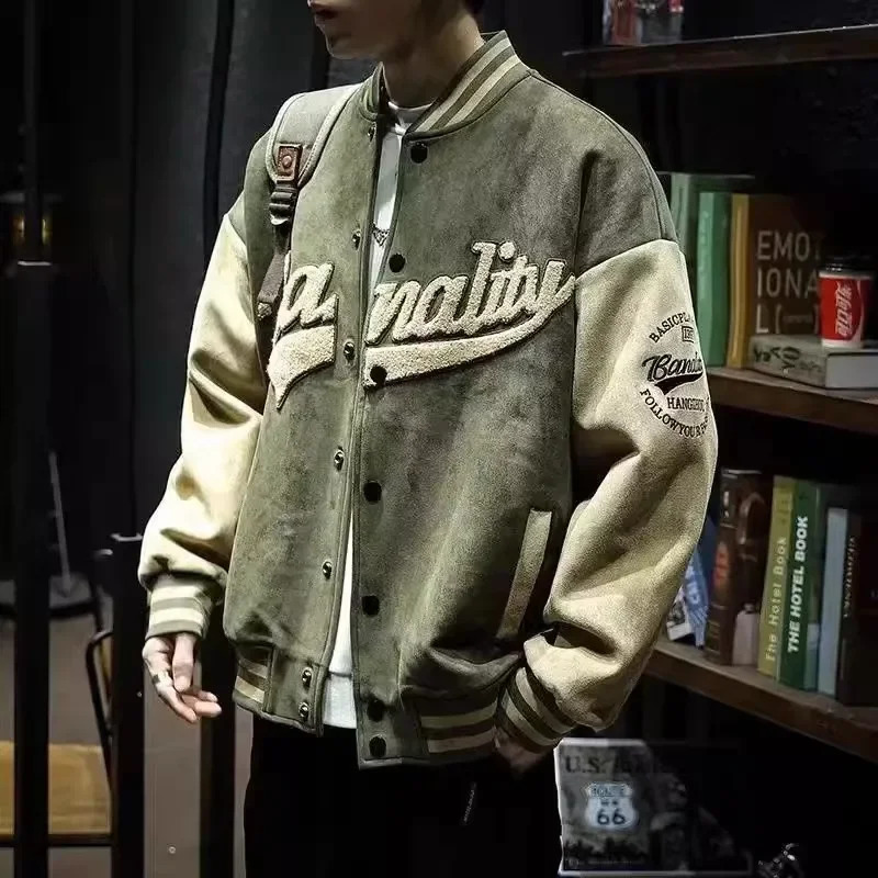 MeTrendy Oversize Jacket Men Spring Autumn American Style Vintage Chamois Leather Velvet Jacket Trendy Vintage Baseba 260306