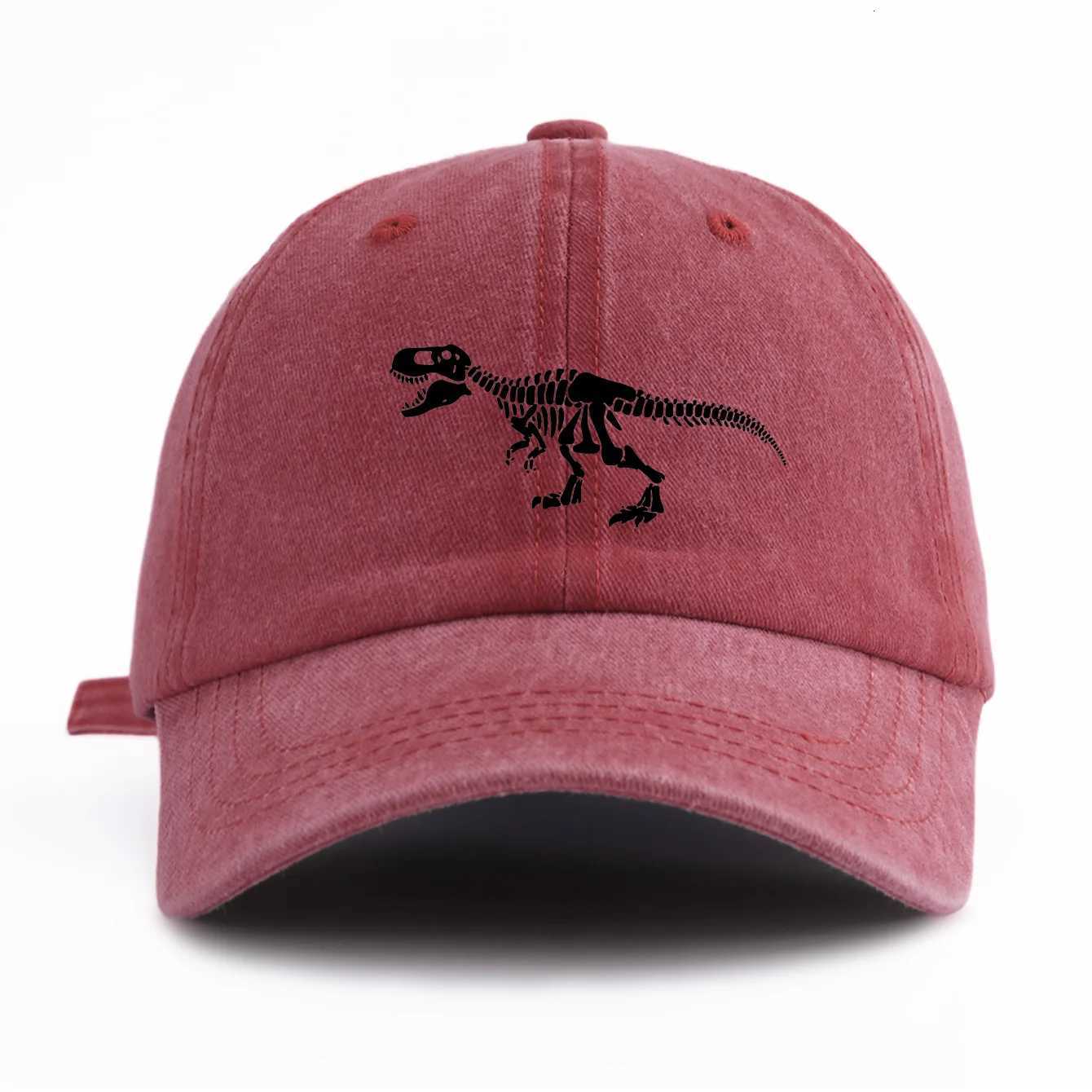 1pc Black T Rex Print Washed Baseball Cap for Adults Minimalist Retro Style Casual Soft Adjustable Dad Hat Perfect As Gift S260306