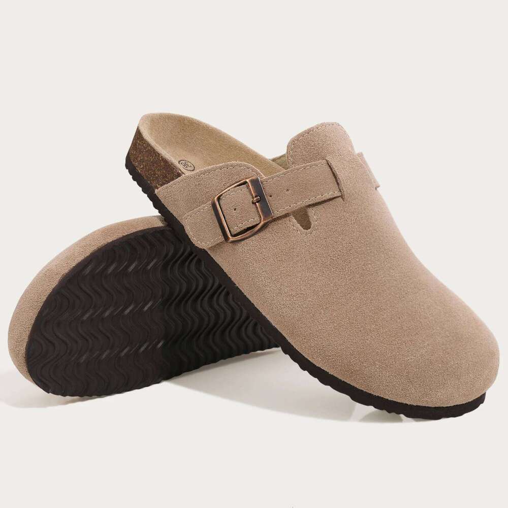 Litfun New Clogs Women Fashion Suede Mules Slipper Classic Cork Antislip For Outdoor Slippers With Arch Support