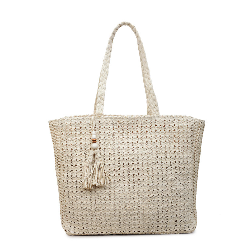 Large capacity grass woven women's summer new style tassel woven beach bag vacation commuting shoulder bag luxury handbag designer bag