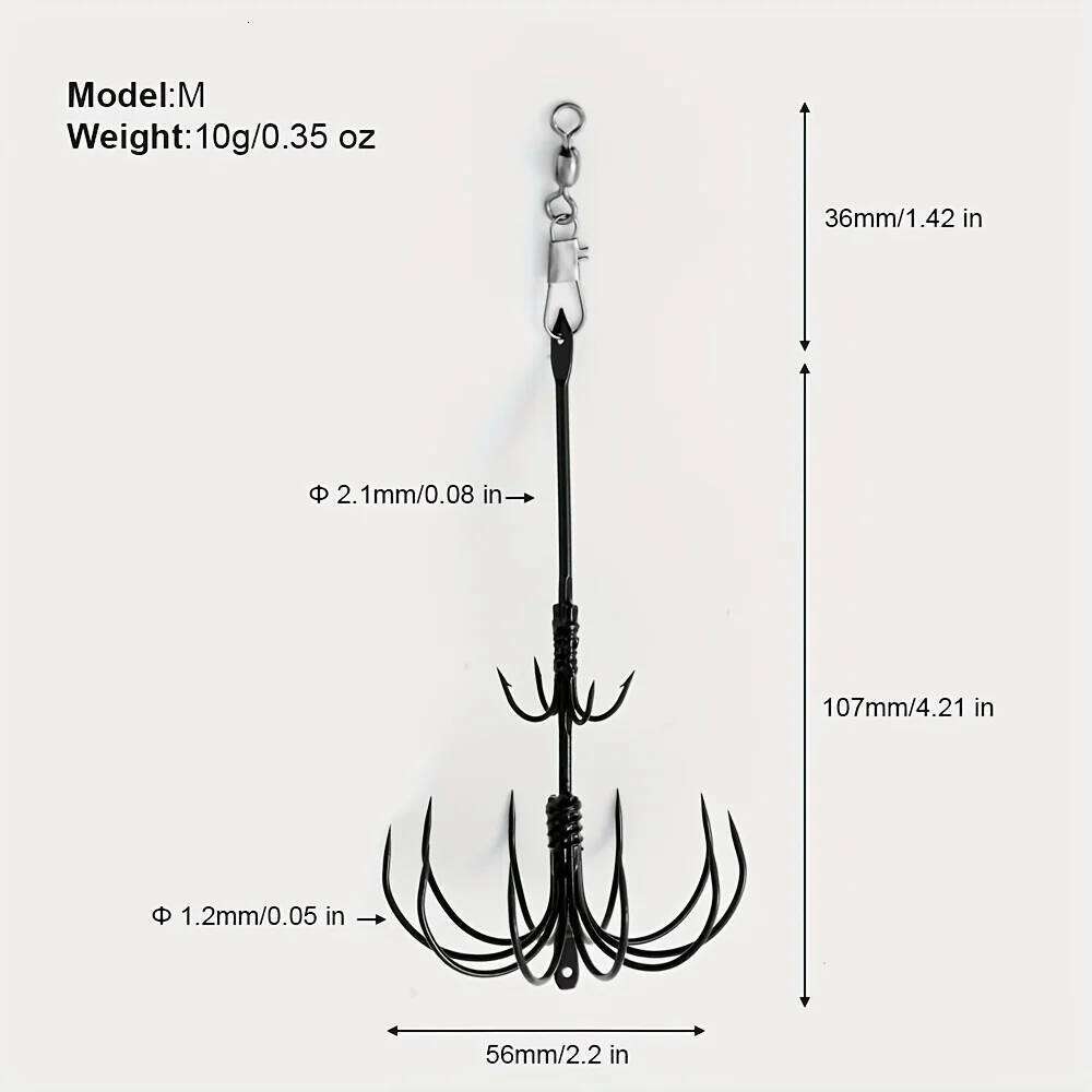 1 pc sharp long handled squid double-layer fish hook with barb, large sea fishing octopus anchor hook, 3 models S260305