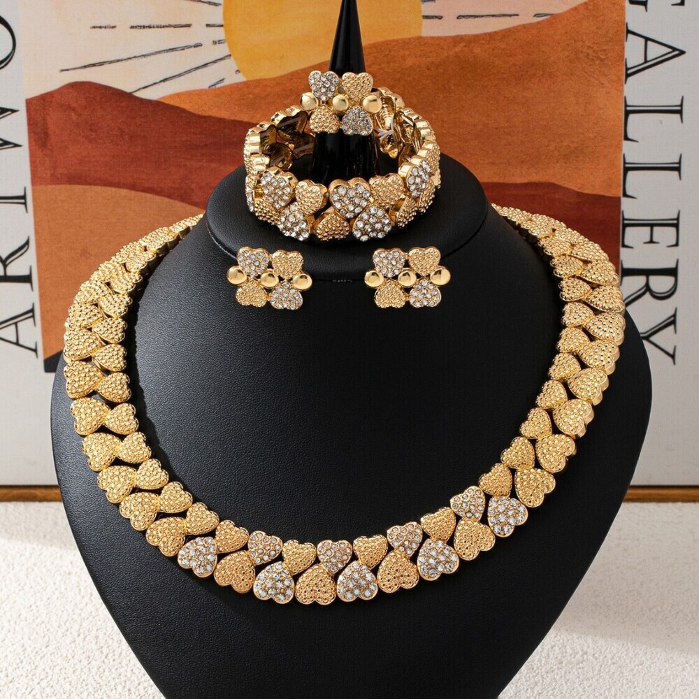 High-quality Vintage Jewelry Set New Self-Developed European And American Chic Elegant Jewelryr INS Minimalist Style Earrings Heart Double Row Hoop Ea