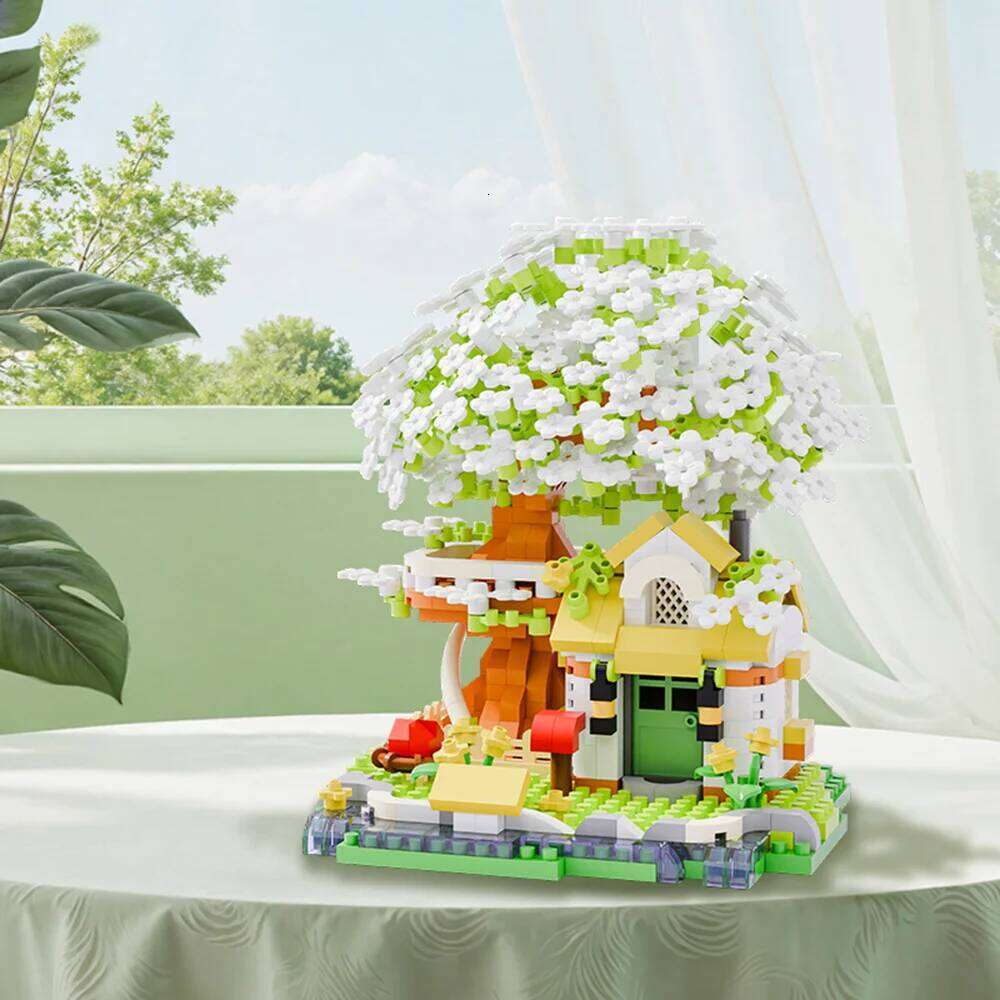 Four-Season Cherry Blossom Building Blocks Set DIY Tree House Model Crystal Flower Home Decor Gift Toys Z260305