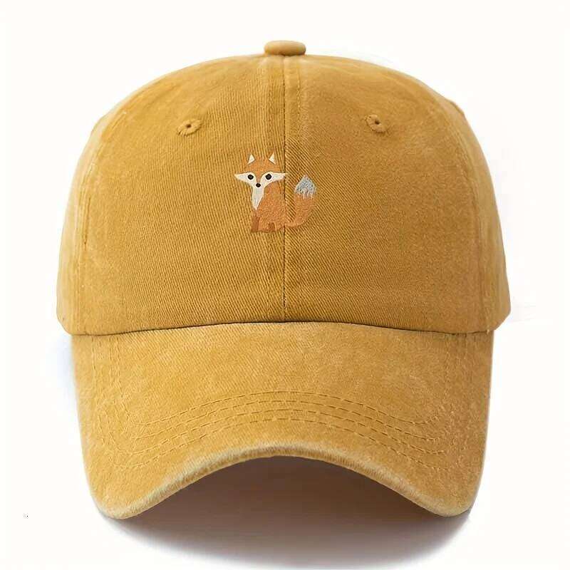 Cute fox pattern printed baseball cap daily casual fashion, versatile city commuting hat, suitable for men and women Y260304