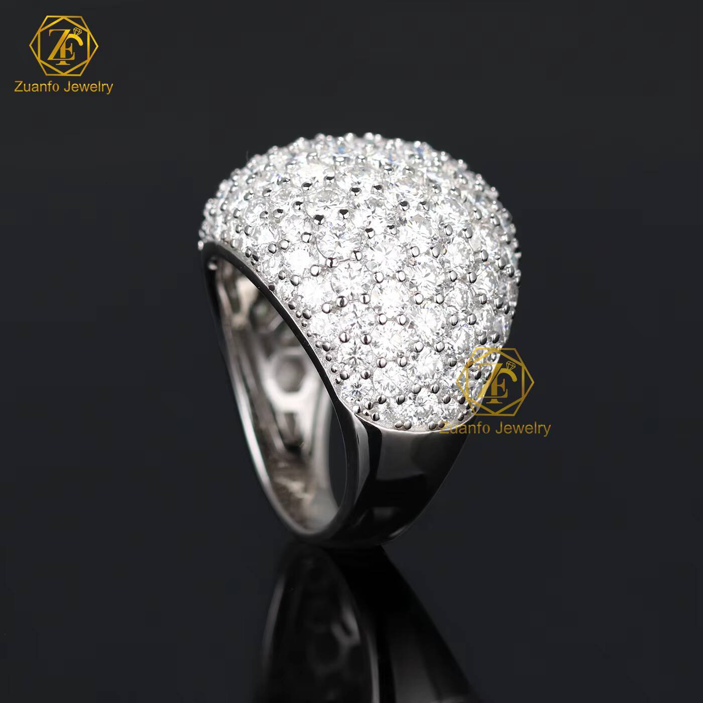 Unique Style Big Size Hip Hop Rock Ring Ice Out Melee Moissanite Diamond 925 Sterling Silver Men Ring