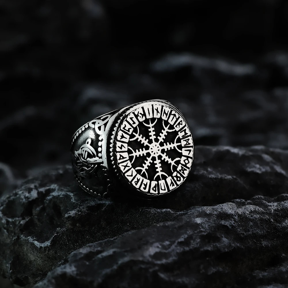 European and American Style Fashion Personality Viking Rune Mens Ring Vintage Celtic Knot Stainless Steel Jewelry 260302