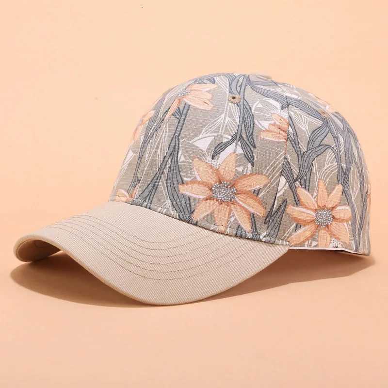 Bohemian Print Baseball Cap For Women Summer Casual Sunshade Peaked Caps Flower Lady Outdoor Beach Adjustable Sun Hat S260306