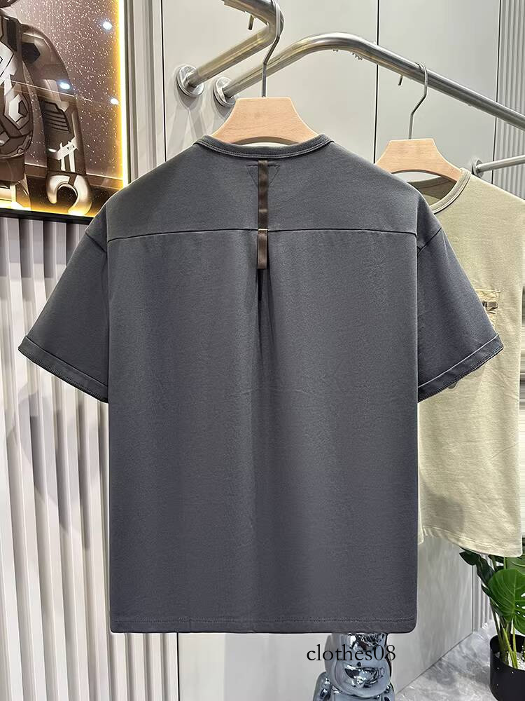 Workwear American casual outdoor functional style short-sleeve T-shirt, cotton pocket, color-blocking tee, spliced Tee, men's summer half-sleeve