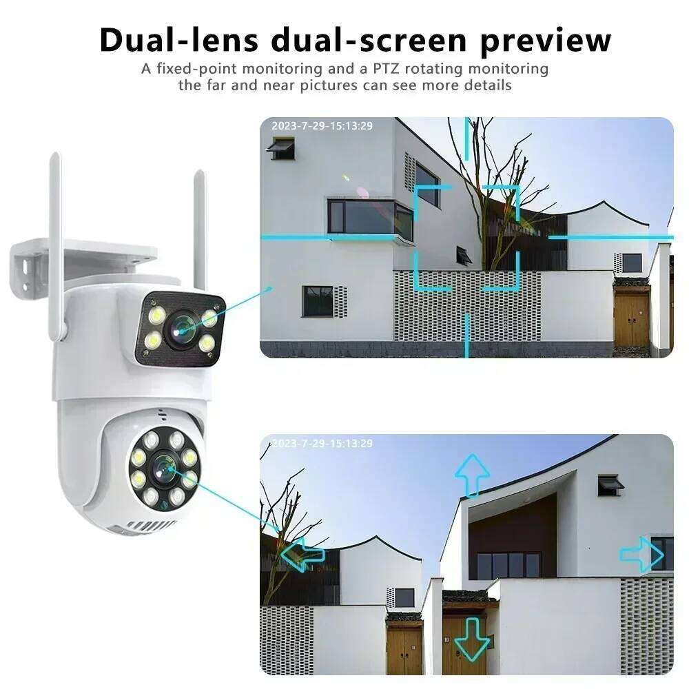 4K 8MP Tuya Lens PTZ WIFI Full HD Dual Screen Ai Human Auto Tracking Outdoor 4MP Security Video Surveillance Camera 26W0306