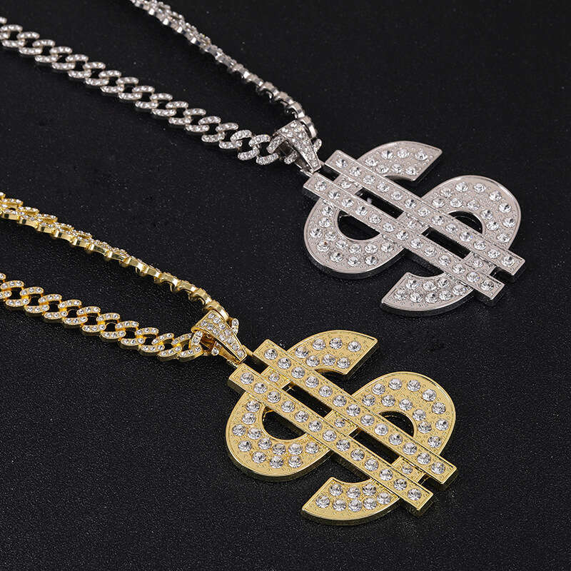 Hip Hop HIPHOP Dollar Cuban Pendant High-Quality Electroplated Color-Retaining Alloy Exaggerated Men's Necklace