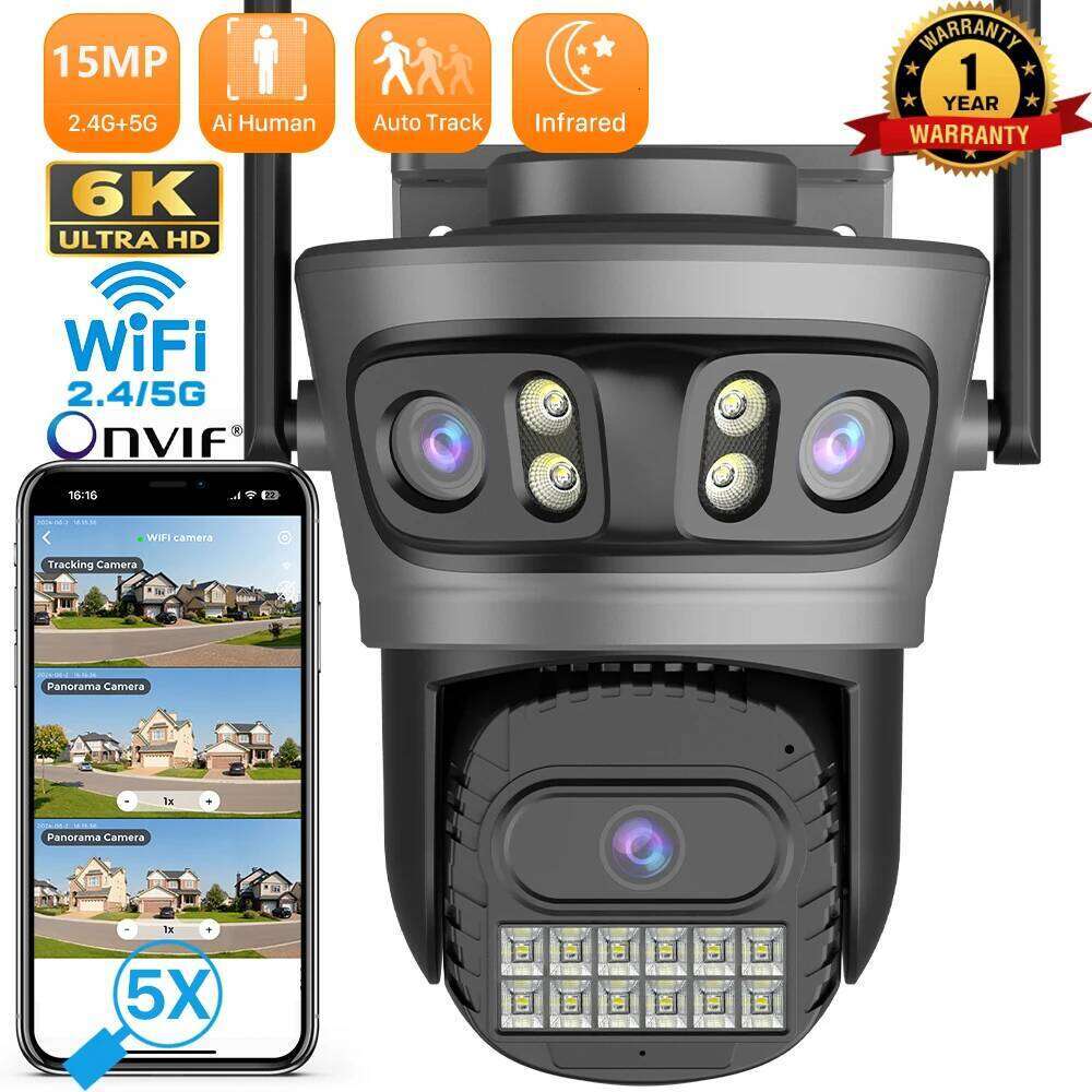 ANBIUX 6K 12MP 3-Len 3-Screeen Wireless Wifi Outdoor AI Human Detect 10MP Auto-cruise Security PTZ IP Camera 26W0306