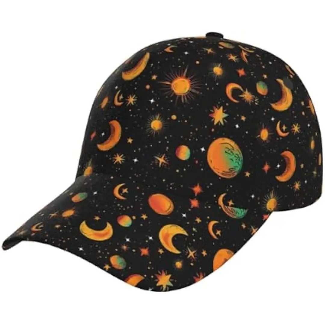 Vibrant Space Theme Celestial Gothic Bat Baseball Cap Adjustable Snapback Hat Breathable Trucker Sport Hats for Women Men S260306