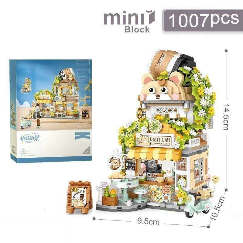 Creative Street View Cafe Mini Building Blocks DIY Home Decoration Set Adults and Children Educational Toy Gift Z260306