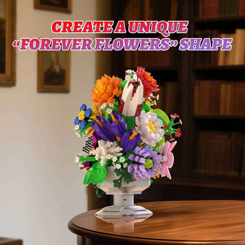 1092PCS Bouquet Building Blocks Immortal Flower Bonsai Model Bricks With Vase Desktop Decoration Kids Toys Holiday Gifts Z260305