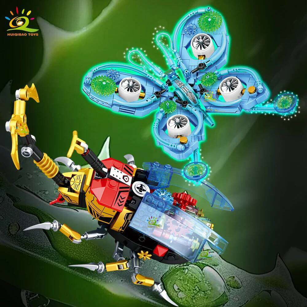 HUIQIBAO Insect Series MOC Butterfly Beetle Model Building Block Technical Brick Construction Toy Children Desk Home Decoration Z260306