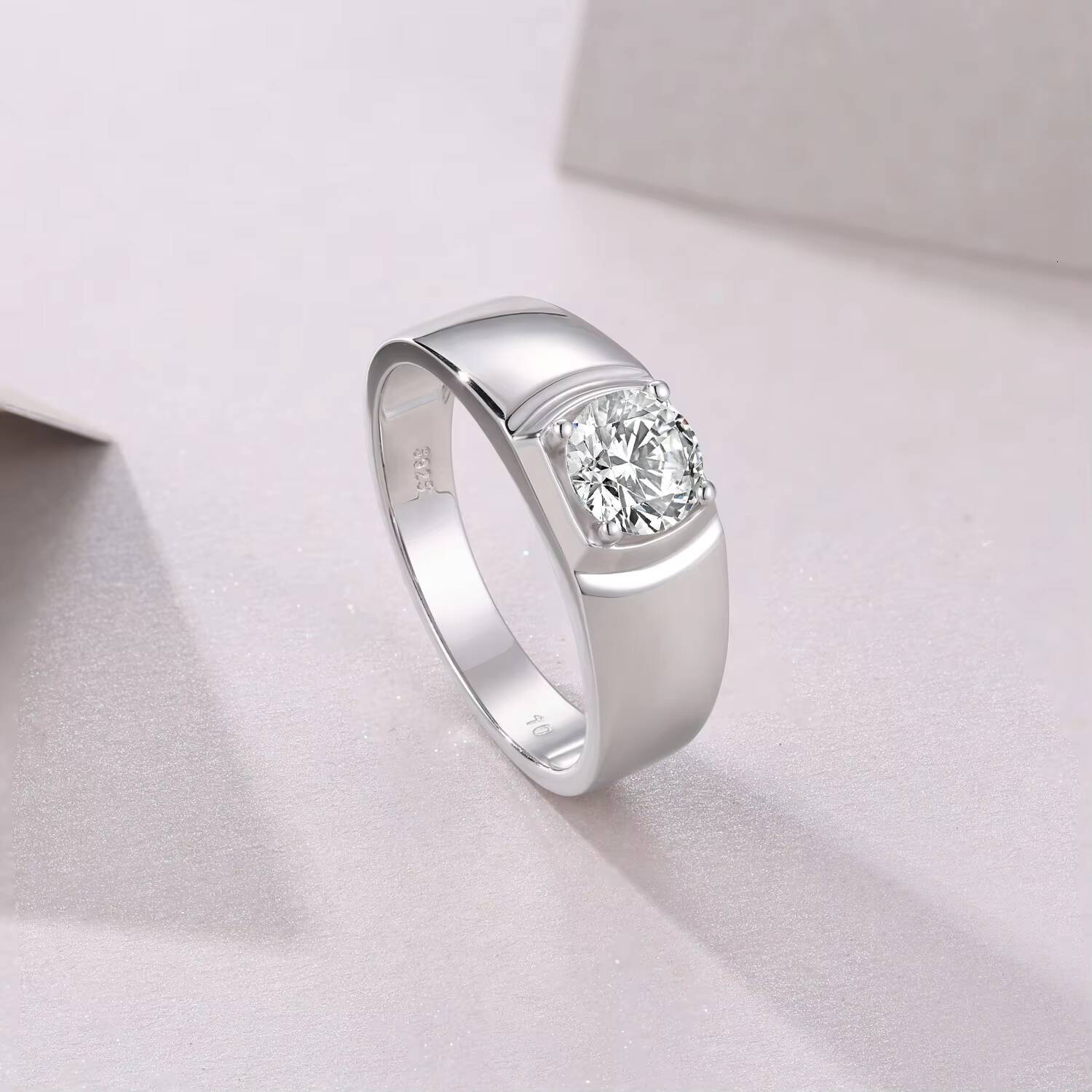 Wholesale Custom 925 Sterling Silver Mans Wedding Classic Ring 1 VVS D GRA Certified Moissanite Diamond Jewelry Ring