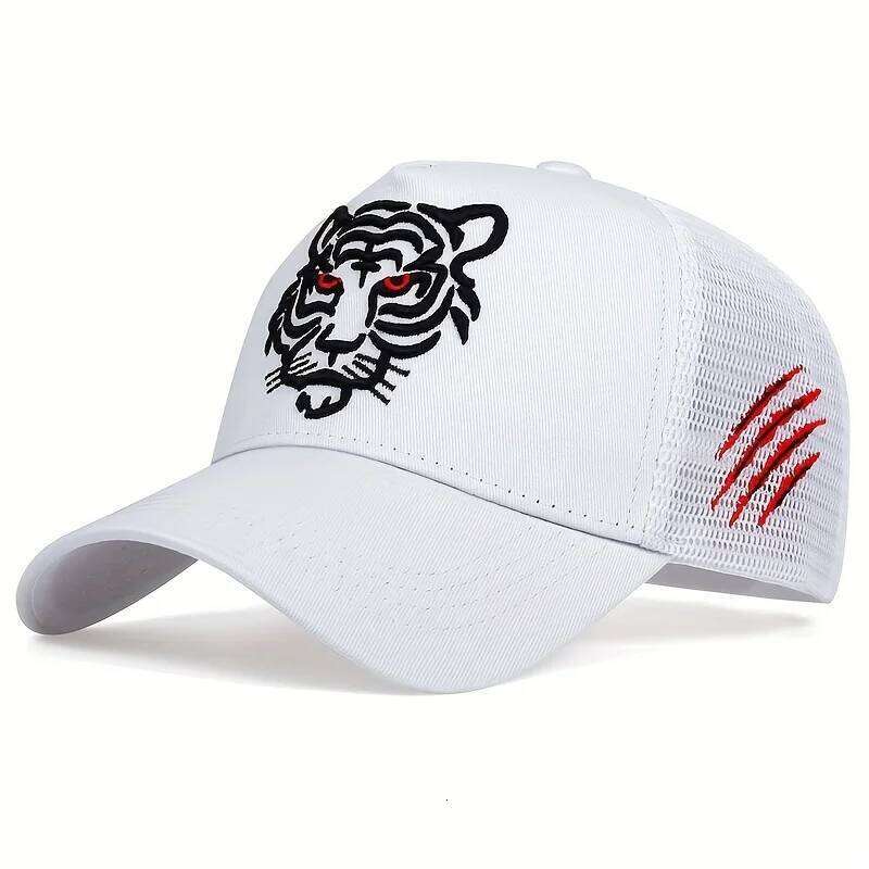 Unisex Tiger Head Embroidery Baseball Net Caps Spring and Autumn Outdoor Adjustable Casual Hats Sunscreen Hat Sports Golf Cap Y260304