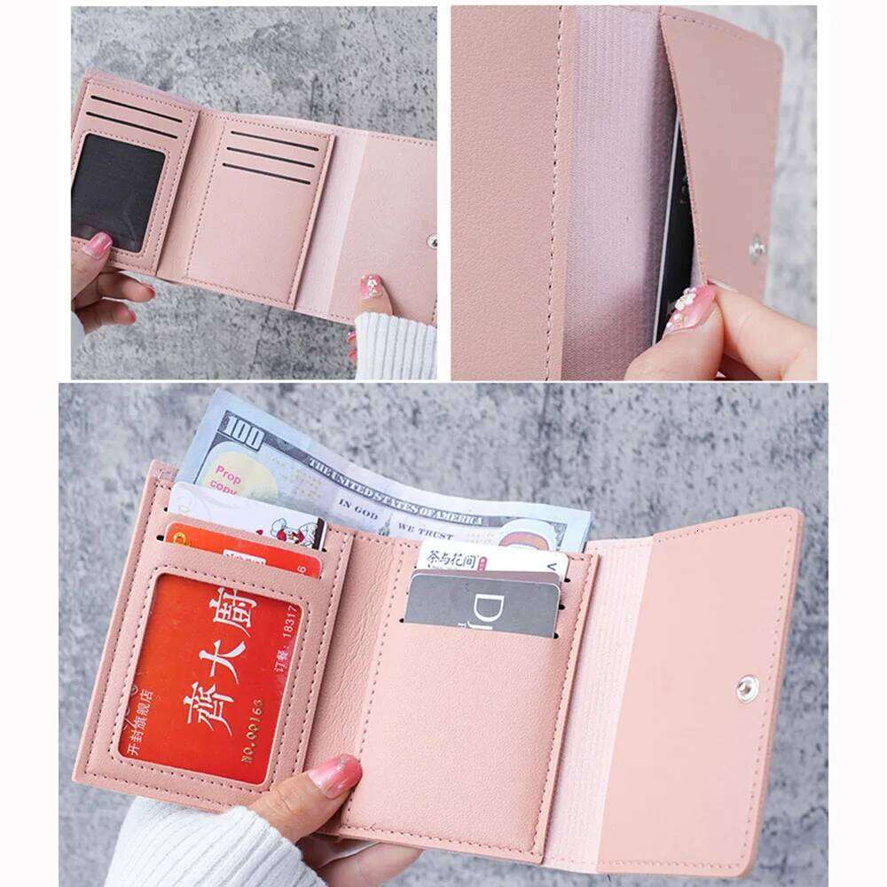 New Brand Pu Leather Student Triple Fold Bag Girl Multi-Card Slots Card Holder Short Ladies Coin Purse Cartoon Wallets C260304
