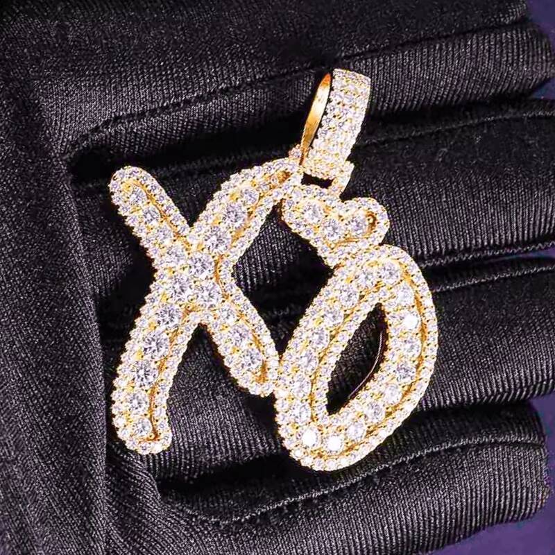 GRA Hip Hop Iced Out Bling 925 Sterling Silver Pass Diamond Tester VVS Moissanite Letter XO Cluster Pendant for Men Women