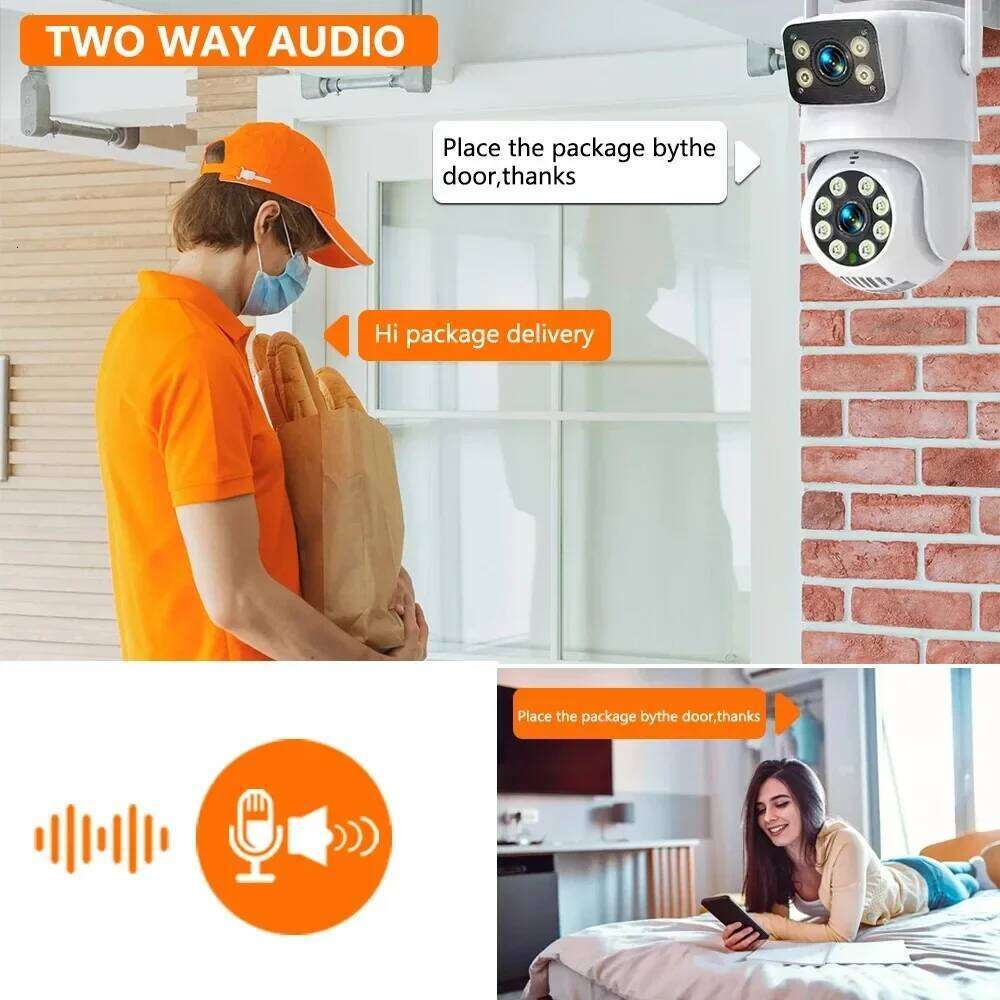 EseeCloud 4K 8MP WIFI IP Lens Dual Screen PTZ CCTV Surveillance Auto Tracking Outdoor Security Camera 26W0306