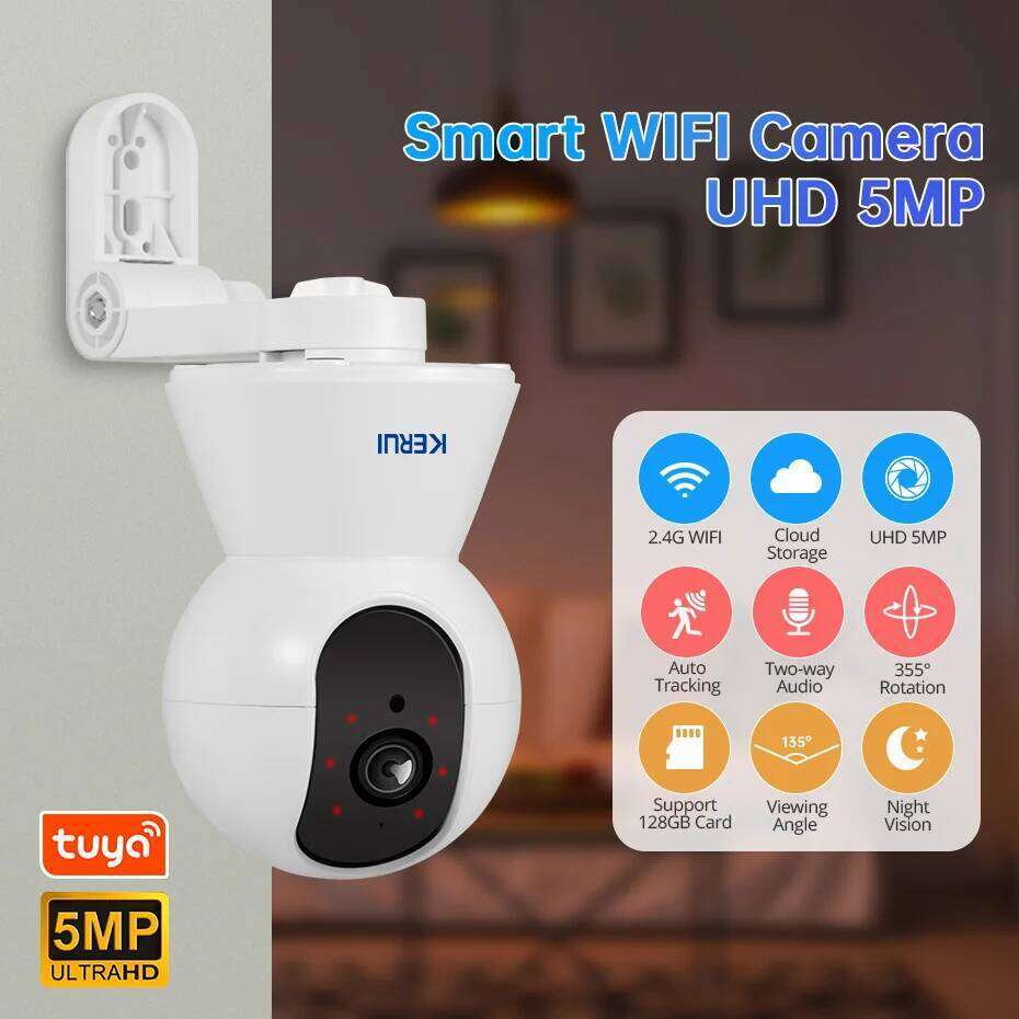 KERUI 4K 8MP Tuya Smart Mini WiFi IP With Bracket Indoor Wireless Home Security AI Human Detect CCTV Surveillance Camera 26W0306