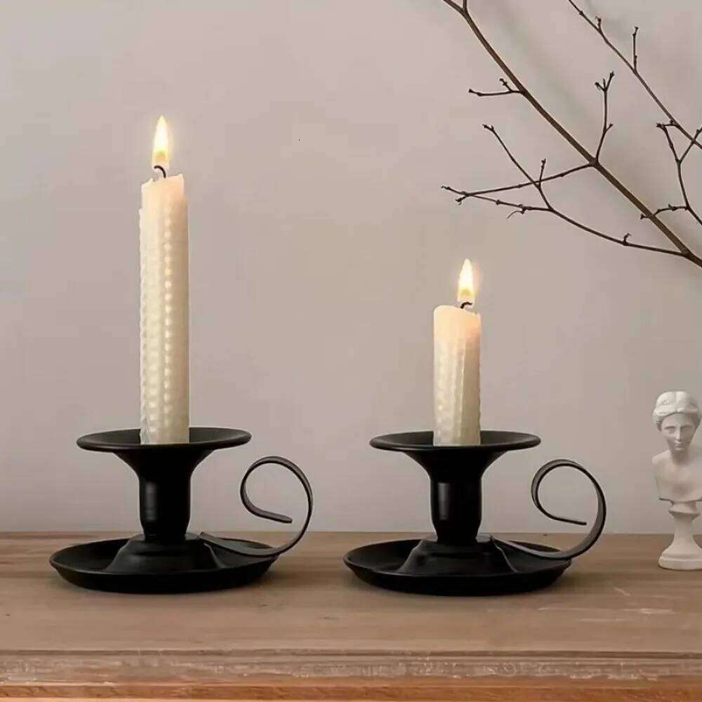 European-Style Tea Cup Metal Iron Simple Candlestick Holder Single-Head Base Tabletop Candle Holders XJ260305