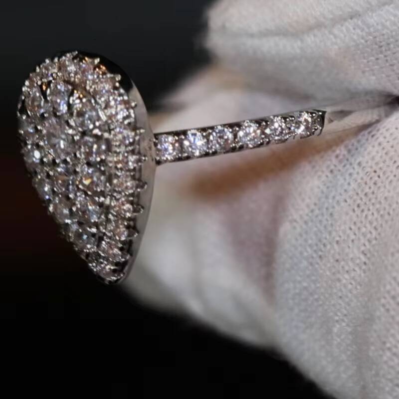 GRA Vvs Moissanite Solid Gold 925 Silver Diamond Ring with Emerald Radiant Oval Pear Cut for Engagement Women Men