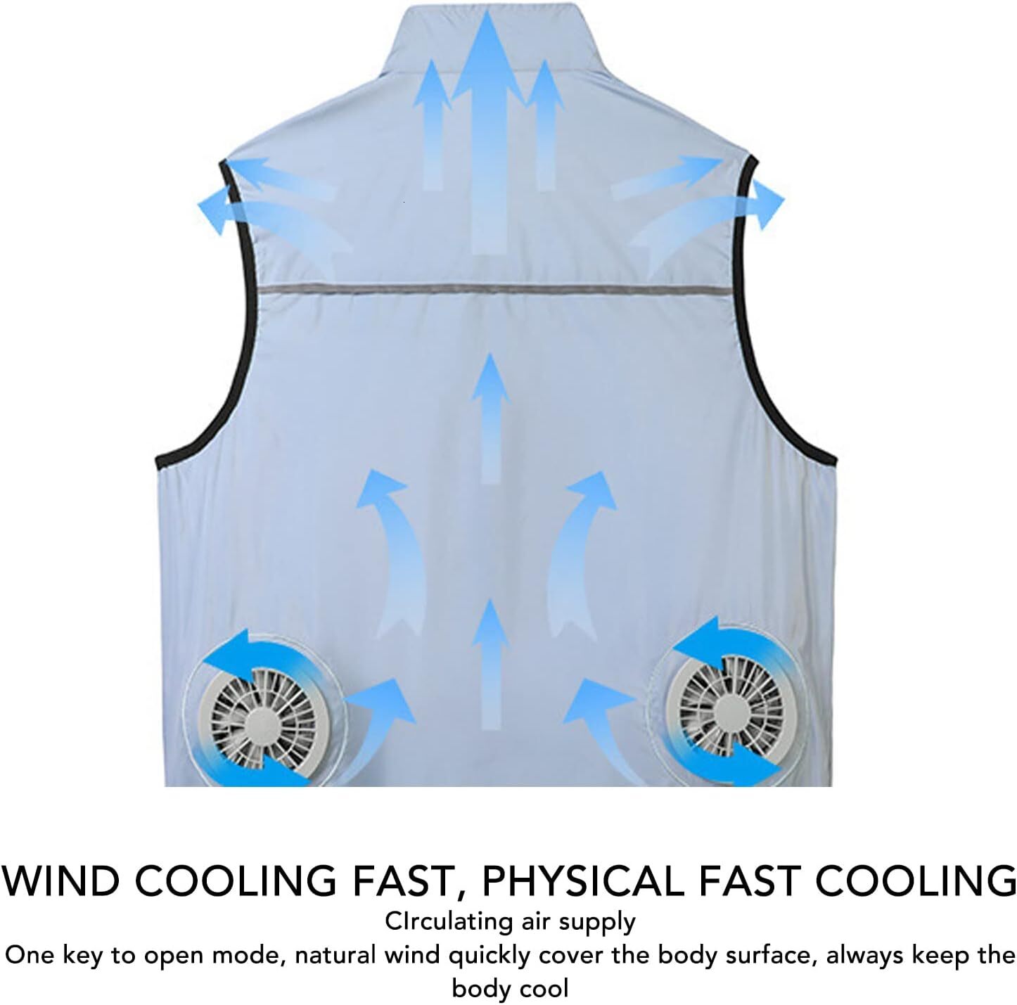 Body Vest Polyester Cooling Jacket 3 Speed Mode Air Conditioned Clothes with 2 Fans for Hot Weather Work